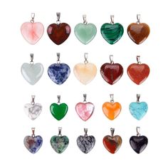 PRICES MAY VARY. Quantity: The heart shaped crystals for jewellery making includes 20pcs Heart Shaped Crystal Pendant in 2 sizes and 20 different colors Design: Heart-shaped pendants is carved and polished with crystal stones and make into heart shape Materials: Heart shaped stones are mainly crystal, agate, tiger's eye, jade, turquoise, blue sandstone, quartz, jasper Package Includes: 2 sizes stone pendants, 10 pieces 16 mm (0.63 inch) stone pendants and 10 pieces 20 mm (0.79 inch) stone pendan Healing Women, Diy Collier, Chakra Beads, Natural Gemstone Jewelry, Diy Crystals, Heart Gemstone, Jewelry Making Charms, Costume Jewelry Necklaces, Heart Shape Pendant