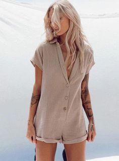 Matisse Women s Caty Fawn Fashion … curated on LTK Womens Rompers Summer, Romper Summer Outfits, Ropa Upcycling, Pastel Outfit, Fleece Dress, Capped Sleeves, Outerwear Outfit, Rolled Hem