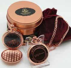 A FABULOUS GIFT FOR historians and collectors STUNNING 18K ROSE GOLD CLAD FULL HUNTER POCKET WATCH WITH  METAL GIFT CASE BORIS JOHNSON SIGNATURE Pocket Watch housed in a  rose gold metal canister  PERSONALISED ENGRAVING: We will add a name/ date/ short message (UP TO 8 WORDS) of your choice to the rear of the pocket watch. Just make sure to add a note at checkout if required. If you opt for personalised engraving, please limit it to no more than 8 WORDS or 40 CHARACTERS (including spaces and punctuation etc) otherwise the text will become too small. A stunning gift to treasure - quite literally until the end of time! The watch features a Boris Johnson signature reproduced from an original and diamond cut into the front of the Full Hunter case. Stunning. The quality and presentation is outs Gold Pocket Watch, Metal Canisters, Pocket Watch Chain, Ribbon Wrap, Short Message, Boris Johnson, Pocket Watches, Luxury Gift Box, Rose Gold Metal