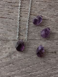 This dainty necklace features a tiny amethyst teardrop pendant. All of my photos are taken in natural light. Colors do vary on different monitors; please keep this in mind. Please note the variance in shape, size, & coloring of these stones. Made with a dainty hypoallergenic chain & matching components- choose from from stainless steel, gold-plated stainless steel, sterling silver, or gold-filled. The closure is a 10mm lobster clasp for the stainless steel options, and a 6mm spring clasp for the sterling and gold filled.  Please measure your neck & select your size carefully. A 16 in. necklace will fall around the collar bone for most people, but may be too tight on others.  ~Care instructions: Not waterproof- do not wear while showering, swimming, etc. As with all jewelry, keep away from Purple Teardrop Necklace For Jewelry Making, Purple Teardrop Necklaces For Jewelry Making, Lavender Amethyst Teardrop Necklace, Lavender Teardrop Amethyst Necklace, Collar Bone, Teardrop Pendant, Teardrop Necklace, Dainty Necklace, Crystal Necklace