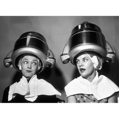 1950s Two Women Sitting Together Gossiping Under Hairdresser Hair Dryer Poster Print By Vintage Collection Image 1 Women Gossiping, Curly Hair Cartoon, 1950s Women, Hair Cartoon, Retro Photography, Grey Hair Color, I Love Lucy, Baby Boomer, Black & White