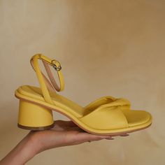 Beautiful sandals that are comfortable and fashionable. Upper: Sheepskin Lining: Genuine Leather Outsole: TPR Toe Shape: Open Toe Heel: 5cm Closure: Buckle Strap is_handmade: Yes Yellow Sandals With Heel Strap And Low Heel, Yellow Sandals With Low Heel And Heel Strap, Yellow Slingback Sandals With Heel Strap And Round Toe, Chic Yellow Leather Wedge Sandals, Yellow Block Heel Sandals With Padded Heel, Yellow Sandals With Padded Block Heel, Yellow Slingback Sandals With Heel Strap, Yellow Open Heel Slingback Sandals With Strap, Yellow Open Heel Slingback Sandals