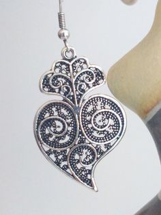 1 Pair of Portuguese filigree earrings silver 4 cm by ROYALcraftPT Heart-shaped Filigree Earrings For Gift, Bohemian Silver Heart Earrings As Gift, Bohemian Silver Heart Drop Earrings, Silver Bohemian Heart Earrings For Gift, Silver Bohemian Heart Drop Earrings, Silver Bohemian Heart Earrings For Valentine's Day, Bohemian Silver Heart Earrings, Bohemian Silver Heart-shaped Earrings, Silver Bohemian Heart Earrings