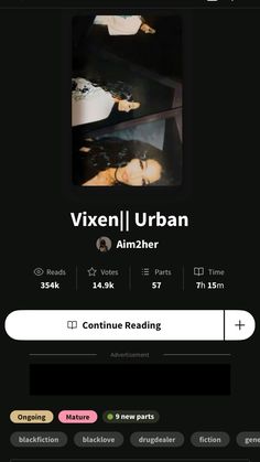 an iphone screen with the text vixenl urban on it and pictures of people eating food