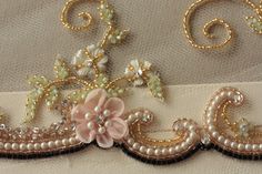 Beaded Veils, Tambour Beading, Tambour Embroidery, Silk Ribbon Embroidery, Silk Embroidery, Vintage Embroidery, Beautiful Embroidery, Ribbon Embroidery, Silk Ribbon