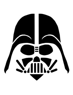 a darth vader helmet is shown in black and white on a white background