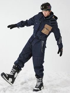 Stay warm and stylish all day with Men's Vector Nebula Spliced Denim Snowsuit One Piece. Crafted from premium denim, it's suitable for everyday wear and has extra water-repellent, oil-repellent and liquid stain-resistant properties, so you can look fly with minimal effort. Plus, it's got DuPont SUSTANS® high-performance bio-based insulation for superior warmth, providing long-lasting temperature retention! Shell Fabric & Lining Material Nanotechnology Three-Proof Denim Insulation Advanced Skin W Tech Suit, Man Vector, One Piece Man, Concept Clothing, Snow Outfit, Full Body Suit, Work Gear, Winter Gear, Snow Sports