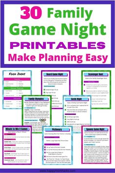 the 30 family game night printables make planning easy