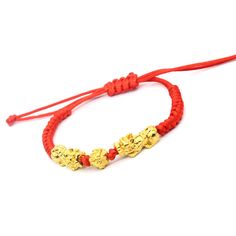 Style: Ethnic Style Material: Alloy Gold Friendship Bracelets For Festivals, Gold Braided Bracelet For Good Luck, Gold Spiritual Braided Bracelet For Good Luck, Spiritual Gold Friendship Bracelet For Good Luck, Traditional Gold Friendship Bracelets For Festivals, Adjustable Gold Beaded Bracelets For Puja, Prayer Bead Bracelet, Red Rope, Beads Bracelets