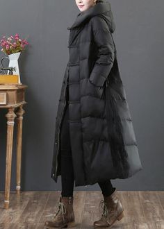 women Loose fitting snow jackets winter outwear black hooded zippered duck down coat Materials used: cotton blended, goose downMeasurement:Size S/US16-18/EUR44 bust 102cm / 39.78"Waist 108cm / 42.12"Shoulder 42cm / 16.38"Armhole 49cm / 19.11"Sleeve length 57cm / 22.23"length 110cm / 42.9"Size M/US16-18/EUR44 bust 106cm Black Duck Down Outerwear With Zipper Closure, Fitted Black Duck Down Outerwear, Fitted Duck Down Puffer Jacket With Long Sleeves, Winter Outwear, Jackets Winter, Velvet Coat, Snow Jacket, Duck Down, Down Coat