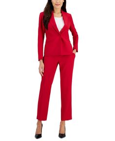 Look Polished, Pant Suits, Le Suit, Long Windows, Red Pants, Working Woman, Petite Size, Slim Legs, Stand Collar