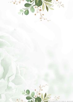 an abstract floral background with green leaves and flowers on the left side of the frame