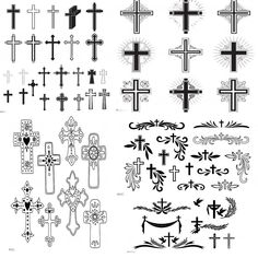 cross tattoo designs on white background