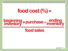 food cost and the price of inventory