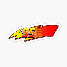 the number 95 sticker is shown in red, yellow and orange with an arrow