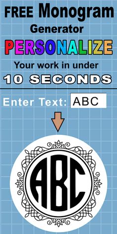 an ad with the text free monogram generator personalize your work in under 10 seconds