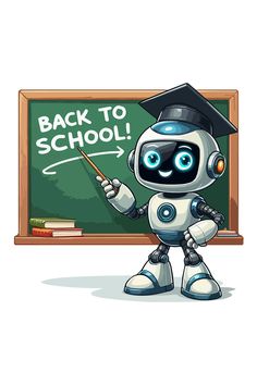 Robot Teacher in Graduation Hat Back To School Vector, Graduation Hat, Meet The Teacher, The Teacher, The School