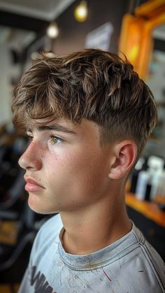 25 French Crop Haircuts: Where Classic Meets Contemporary Taper Fringe Boys, Boys French Crop Haircut, How To Boys Haircut, Front Fringe Hairstyles Men, Boys Alpaca Haircut, Hair Cuts For Teenagers Boys, Boys Hair Short Sides Long Top, Boys Haircut Teenage, Tapered Fringe Men