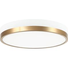 a white ceiling light with gold trim