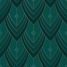 an art deco style wallpaper pattern in green