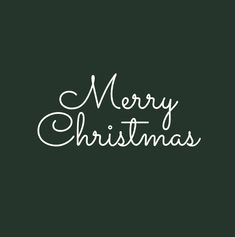 the words merry christmas written in white on a dark green background with a handwritten font