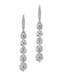 Bloomingdale's Diamond Cluster Linear Earrings in 14K White Gold, 1.0 ct. t.w. - 100% Exclusive Classic Diamond Linear Earrings With Brilliant Cut, Luxury Cluster White Gold Diamond Earrings, Luxury Timeless Diamond White Cluster Earrings, Formal White Gold Linear Earrings With Single Cut Diamonds, Round Linear Earrings With Prong Setting For Wedding, White Gold Round Linear Earrings For Formal Occasions, White Gold Round Linear Earrings For Formal Events, Timeless Round Linear Earrings For Formal Occasions, Timeless Round Linear Earrings For Formal Events