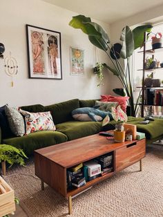 a living room filled with furniture and plants