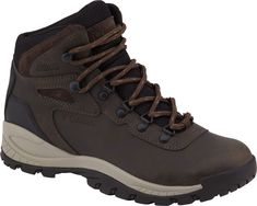 men's hiking boots with laces and rubber outstratches, brown