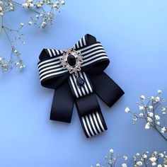 Black Halloween Party Brooch, Black Ribbon Brooches For Gift, Black Ribbon Brooches As Gift, Black Brooch With Decorative Bow Gift, Black Brooch With Decorative Bow As Gift, Black Bow Tie Brooch For Wedding, Black Bow Tie Brooches For Wedding, Black Halloween Pins As Gifts, Black Ribbon Bow For Gifts