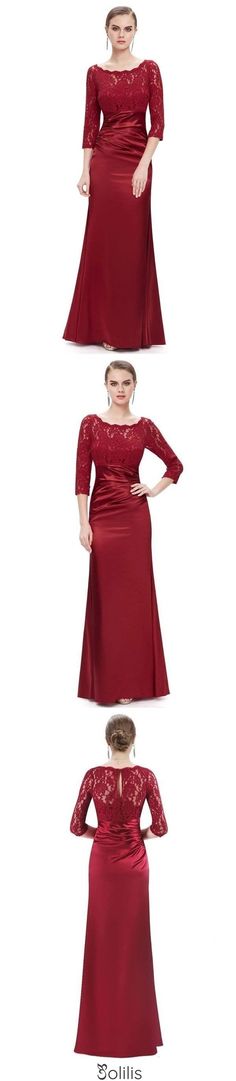 Elegant 3/4 Sleeve Lace Burgundy Formal Dresses Bateau Mermaid Evening Dresses SJS15142, This dress could be custom made, there are no extra cost to do custom size and color Fitted Lace Evening Dress With Sweep Train, Elegant Lace Mermaid Dress With Sweep Train, Fitted Long Sleeve Evening Dress With Lace Bodice, Fitted Gown With Lace Sleeves For Prom Season, Fitted Gown With Lace Sleeves For Prom, Wedding Dresses With Stretch Lace Sleeves, Lace Stretch Prom Dresses, Fitted Gown With Lace Sleeves For Banquet, Fitted Lace Dress With Sweep Train