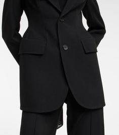 Find BALENCIAGA Hourglass Virgin Wool Blazer on Editorialist. Made in Italy. Material: 100% virgin wool. Pockets: breast pocket, flap pockets. Designer color name: Black. Closure: button fastening. Lining: 100% cupro, fully lined. Buttoned cuffs, Shoulder pads. Care instructions: dry clean. Pocket lining: 100% cotton. Hourglass Blazer, Bold Gold Jewelry, Spring Knitwear, Spring Sunglasses, Minimal Shoes, House Icon, Midi Skirt Spring, Black Balenciaga, Bridal Bag