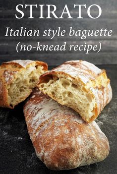 some type of bread that has been cut in half and is sitting on a table