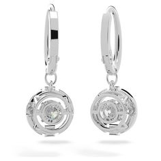 Featuring a new ‘dancing crystal’ design concept, this beautiful pair of earrings showcases a sparkling stone inside a round metal cage in crystal pavé. The rhodium-plated design is both refined and playful, and an essential addition to any jewelry box.Color: WhiteLength: 1 0 inchesMaterial: Crystals, Rhodium plated, ZirconiaCollection: Sparkling Dance Crystal Design, Swarovski Earrings, Diamond Shop, Swarovski Jewelry, White Earrings, Custom Jewelry Design, Box Color, Single Earring, Engagement Ring Wedding Band