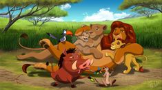 the lion king is surrounded by other animals