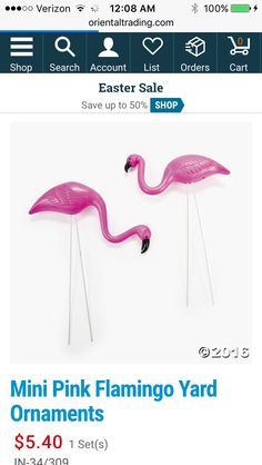 the pink flamingo yard ornaments are on sale for $ 5 00 each at target