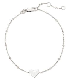 From Kendra Scott&#x2C; this Ari Heart Sterling Silver Delicate Bracelet features:Sterling silver 6.5" L 1" extenderLobster Claw ClosureImported. Kendra Scott Silver, Silver Heart Bracelet, Birthday Wishlist, Formal Style, Heart Bracelet, Dillard's, Pearl Ring, Kendra Scott, Silver Heart