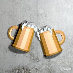 two coffee mugs that are broken apart