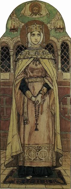 a painting of a woman in a priest's outfit