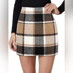 High Waist, Side Invisible Zipper Clsoure Wool Plaid Skirt, Bodycon Pencil Skirt, Cute Mini Skirt, Above Knee Length Soft & Warm Thick Plaid Wool Blended Fabric, Very Comfortable To Wear, Suitable For Fall, Autumn, Winter And Spring. Suitable For Party, Dating, Vacation, Holiday, Cocktail, Work Office Wear And Casual Daily Wear Etc. Never Worn, Came Without Tags. Fabric Type 80% Polyester, 20% Wool; Lining: 100% Polyester Closure Type Zipper Length Mini Waist: 33 In Hip: 43 In Hem Length: 44 In Skirts For Work, School Skirts, Plaid Print Skirt, Short Pencil Skirt, Skirt Bodycon, Casual Weekend Outfit, Bodycon Pencil Skirt, School Skirt, Office Wear Women