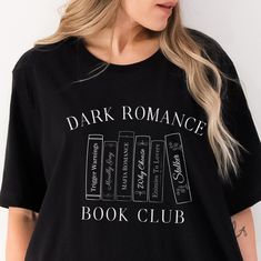 Black Bookish Tops With Text Print, Black Bookish Top With Text Print, Black Bookish Top With Letter Print, Black Letter Print Top For Bookish Style, From Enemies To Lovers, Romance Book Club, Romance Tropes, Book Club Shirt, Romance Gifts