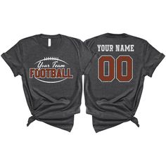 PRICES MAY VARY. PERSONALIZED T-SHIRT: A personalized Football T-shirt with name and shirt number will be the perfect gift for football lovers, mom, daughter, sister, niece, Wife, girlfriend,... Click on "Customize Now" and and start designing your unique shirt. MATERIAL: Solid colors are 100% cotton ( Black, White, Navy , Forest Green). Dark Heather colors are 50% cotton, 50% polyester. Sport Grey and Athletic Heather 90% cotton, 10% polyester. Color Dark Gray Heather and Heather Mauve 52% cotton, 48% polyester. Fiber content may vary for different colors. PERFECT GIFT IDEA: Personalized Football T-shirt will be a great gift for love sports especially football. Amazing present for football coaches, football gils, football players, football fans, school team, mommy, auntie, girlfriend, mom Cheap Football Season Fan Apparel Shirt, Cheap Football Season T-shirt With Letter Print, Cheap Tops With Team Name For Football Season, Cheap Logo Print Tops For Football Season, Football Shirt For Daughter, Cheap Graphic Tee For Football Season, Future Football Player Shirt Baby, Cute Cricut Shirts Football, Saints Football Shirts