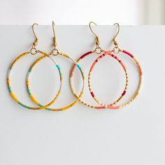 2 Pairs! Gold Plated Stainless Steel Hoop (Hypoallergenic) With Fun Variety Of Beads. Handmade & New. Hoops Are 1.75" I Am Happy To Bundle Items In My Shop To Save On Shipping - Just Ask! Please Specify If You Want The Hooks Or Not. Waterproof Jewelry Summer Jewelry Resort Wear Vacation Jewelry Beaded Hoops Earrings Non Tarnish Gold Gift For Women Earrings For Girls Pvd On Stainless Steel (Water-Friendly & Hypoallergenic) Tarnish Free Small Red Hoop Earrings For Everyday Wear, Red Small Hoop Earrings For Everyday, Trendy Hoop Earrings With Tiny Beads, Red Hoop Earrings For Festival, Red Adjustable Hypoallergenic Hoop Earrings, Hypoallergenic Red Hoop Earrings For Everyday, Everyday Summer Beaded Hoop Earrings, Everyday Hypoallergenic Red Hoop Earrings, Handmade Red Hoop Earrings For Everyday