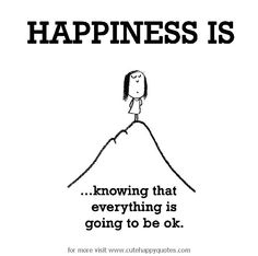 a drawing of a person standing on top of a hill with the words happiness is