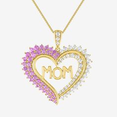 Features: Mom Jewelry, Quick ShipJewelry Closure: Spring Ring ClaspSetting: ProngShape: HeartStone Cut: RoundMetal Color: YellowChain Length: 18 InchPendant Length: 23.5mmPendant Width: 27.6mmMetal: 14k Gold Over SilverChain Construction: BoxCare: Wipe CleanStone Type: 78 Lab Created SapphireAuthenticity: Lab Created StoneNecklace Type: Pendant NecklacesCountry of Origin: Imported Pink Name Jewelry For Mother's Day, Stamped 14k Heart Cut Jewelry For Mother's Day, Hallmarked Yellow Gold Heart Necklace For Mother's Day, Pink Double Heart Jewelry For Mother's Day, Mother's Day Heart Cut Necklace Stamped 14k, Pink Necklace For Mother's Day Gift, Pink Fine Jewelry For Mother's Day, Mother's Day Fine Pink Jewelry, Mother's Day Pink Fine Jewelry