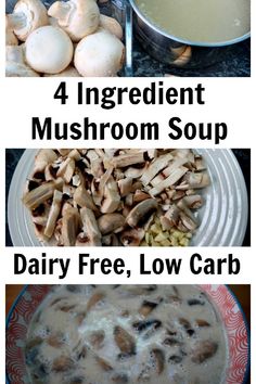 4 Ingredient Mushroom Soup Recipe – Dairy Free + Low Carb + Keto  – how to make a creamy mushrooms soup that’s healthy, easy and simple to prepare. Dairy Free Soup Recipes, Mushrooms Soup, Dairy Free Soup Recipe, Mushroom Soup Recipe, Dairy Free Low Carb, Low Carb Soup Recipes, Snacks Under 100 Calories, Dairy Free Soup, Dairy Free Smoothies