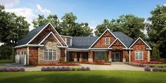 this is an artist's rendering of the country house plans for ranch style homes