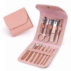 PRICES MAY VARY. 🥰【12 IN 1 NAIL CLIPPER SET】PONAPO's professional nail clipper set comes with 12 instruments for face, nail, and pedicure care. With our manicure kit for ladies and men, you'll have everything you need. ✔【SUPERIOR MATERIAL】This manicure set is constructed of superior stainless steel, which is sturdy and sharp, making it simple to trim and groom your nails. 👒【COMPACT MANICURE KIT】Ergonomic design, all tools have non-slip handles, making them easy to use and grip. 🧳【PORTABLE LEA Kit Manicure, Short Fake Nails, Pedicure Kit, Cat Eye Gel, Glass Nails, Manicure Kit, Pedicure Tools, Nail Polish Sets, Manicure Set