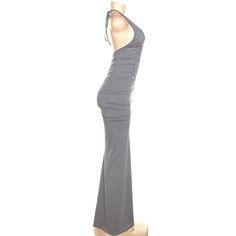 Elegant Deep V-neck Halter Backless Ruched Maxi Dress Chic Stretch V-neck Backless Dress, V-neck Maxi Dress With Ruched Back For Night Out, Stretch V-neck Maxi Dress With Ruched Back, V-neck Ruched Maxi Dress For Night Out, V-neck Maxi Dress With Ruched Back For Party, V-neck Stretch Maxi Dress With Ruched Details, V-neck Ruched Stretch Maxi Dress, Casual Ruched Maxi Dress For Evening, Evening Backless Ruched Dress With V-neck