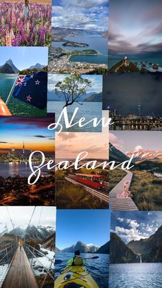 a collage of pictures with the words new zealand