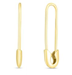 14K Yellow Gold Polished Safety Pin Earrings Real Gold Hoop Earrings, Safety Pin Earring, Safety Pin Jewelry, Earring Pins, Europe Style, Pin Earrings, Safety Pin Earrings, Gold Pin, Trendy Earrings